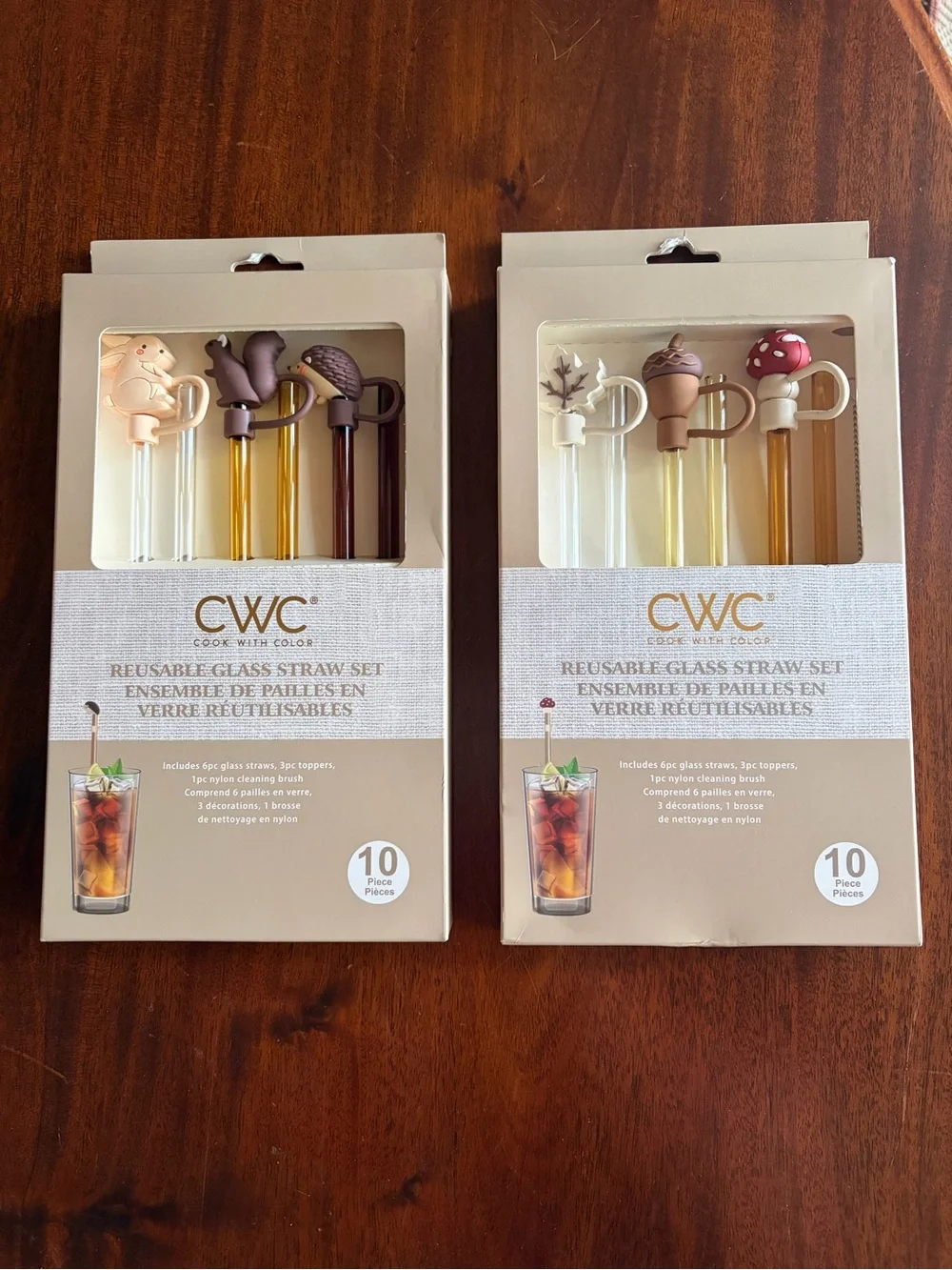 NWT CWC 10 piece reusable glass straw set choose one set